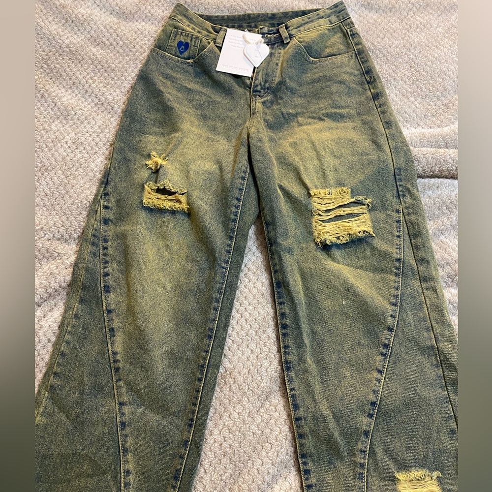 Aelfric Eden Distressed Wide Leg Jeans, NWT